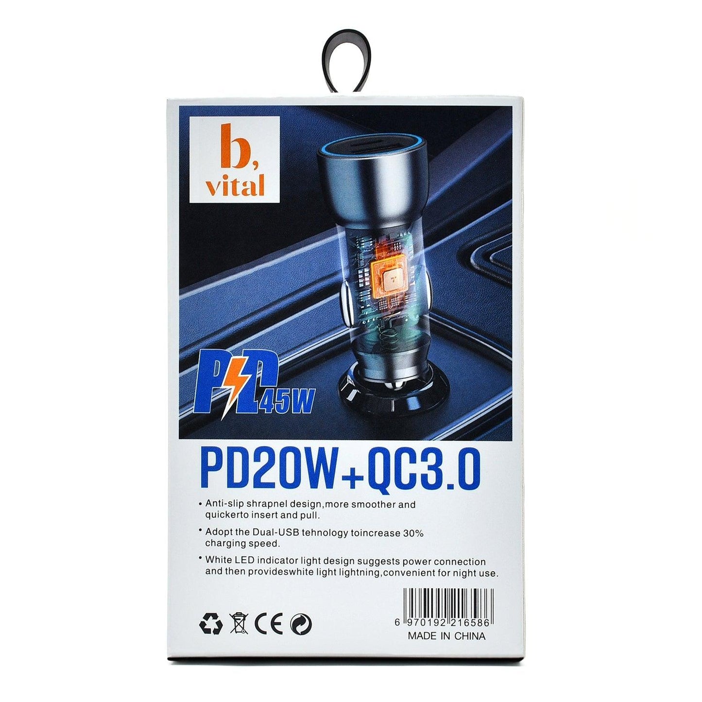 VITAL 45W Fast Car Charger Includes Clear Case, PD 20W+QC 3.0 - Vital Mall