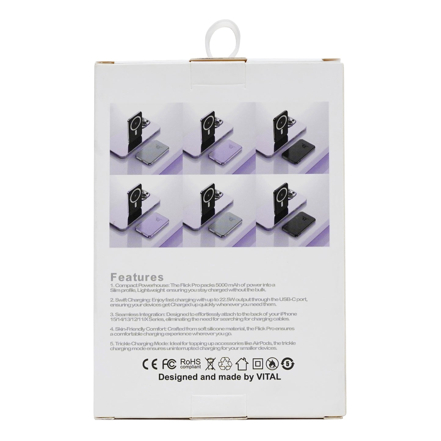 TechnoEdge Flick Pro 5000mAh Magnetic Wireless Power Bank - Fast & Seamless Charging