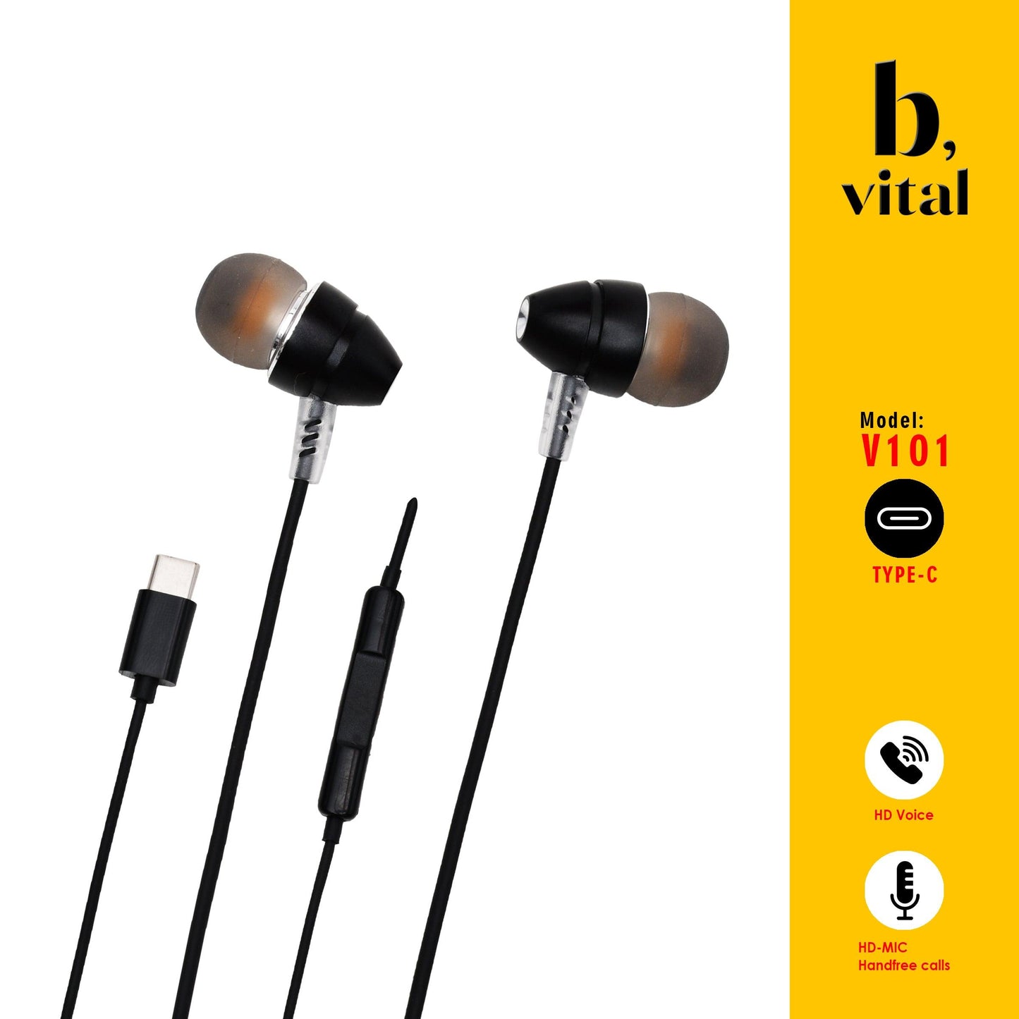Elevate Your Audio Experience: VITAL Metal Handfree V101 Earphones - Premium Sound - Vital Mall