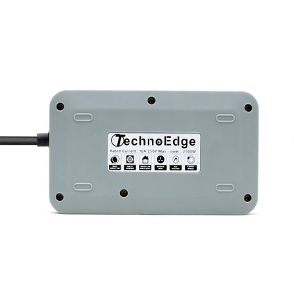 TechnoEdge Power Hub – 3 AC Outlets, 5 Charging Ports & Surge Protection for Efficient Power Management
