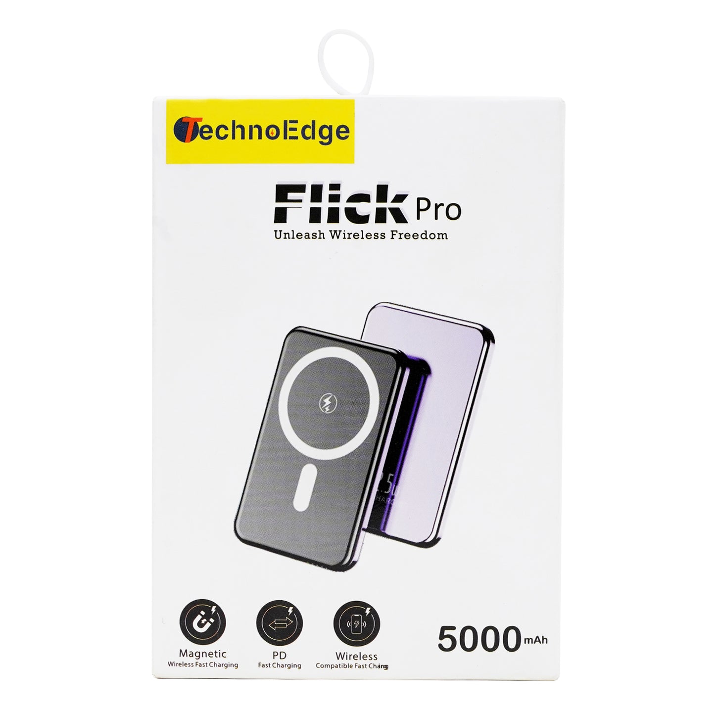 TechnoEdge Flick Pro 5000mAh Magnetic Wireless Power Bank - Fast & Seamless Charging