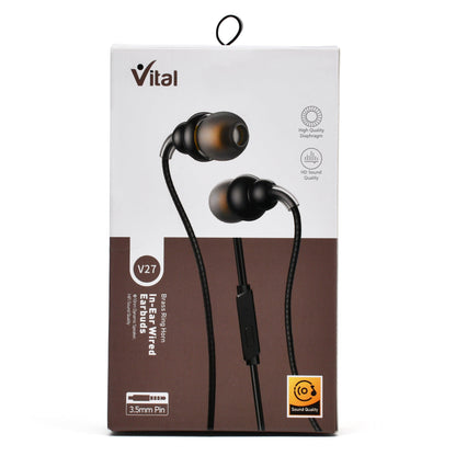 Style Meets Sound: VITAL Metal Handfree V27 In-EarBuds - Premium Quality - Vital Mall