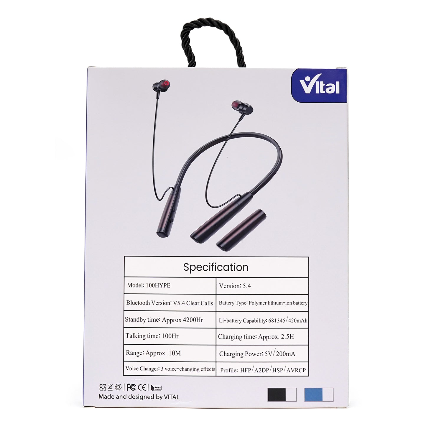 100Hype Wireless Neckband – 100 Hours Playtime, Deep Bass Sound, Crystal-Clear Calls, Fast Charging & Built-in Voice Changer