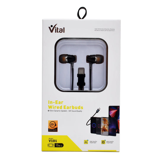 Elevate Your Audio Experience: VITAL Metal Handfree V101 Earphones - Premium Sound - Vital Mall