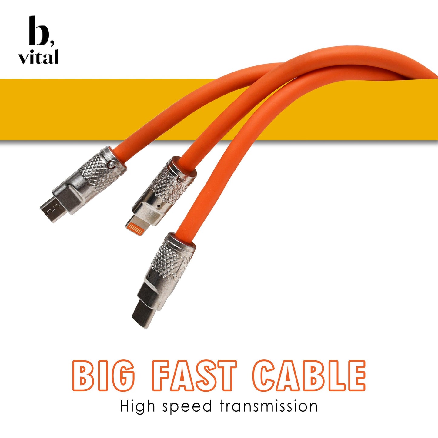 Vital 2-in-3 120W Power Cable - Charge 3 Devices Together with USB and Type-C - Vital Mall