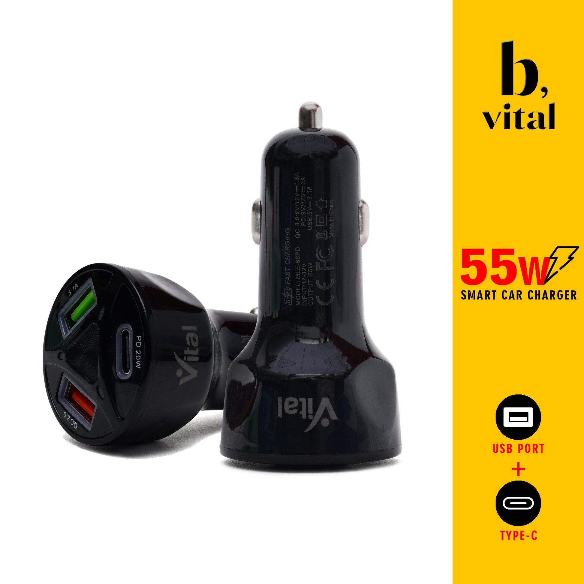 VITAL 55W Quick Car Charger - Your Fast, Stable Charging - Vital Mall