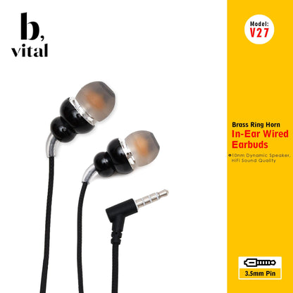 Style Meets Sound: VITAL Metal Handfree V27 In-EarBuds - Premium Quality - Vital Mall