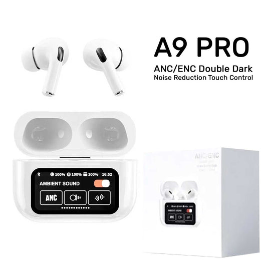 A9 Pro Wireless Airpods with Display, Active Noise Cancellation, Touch Control & Clear Sound Quality